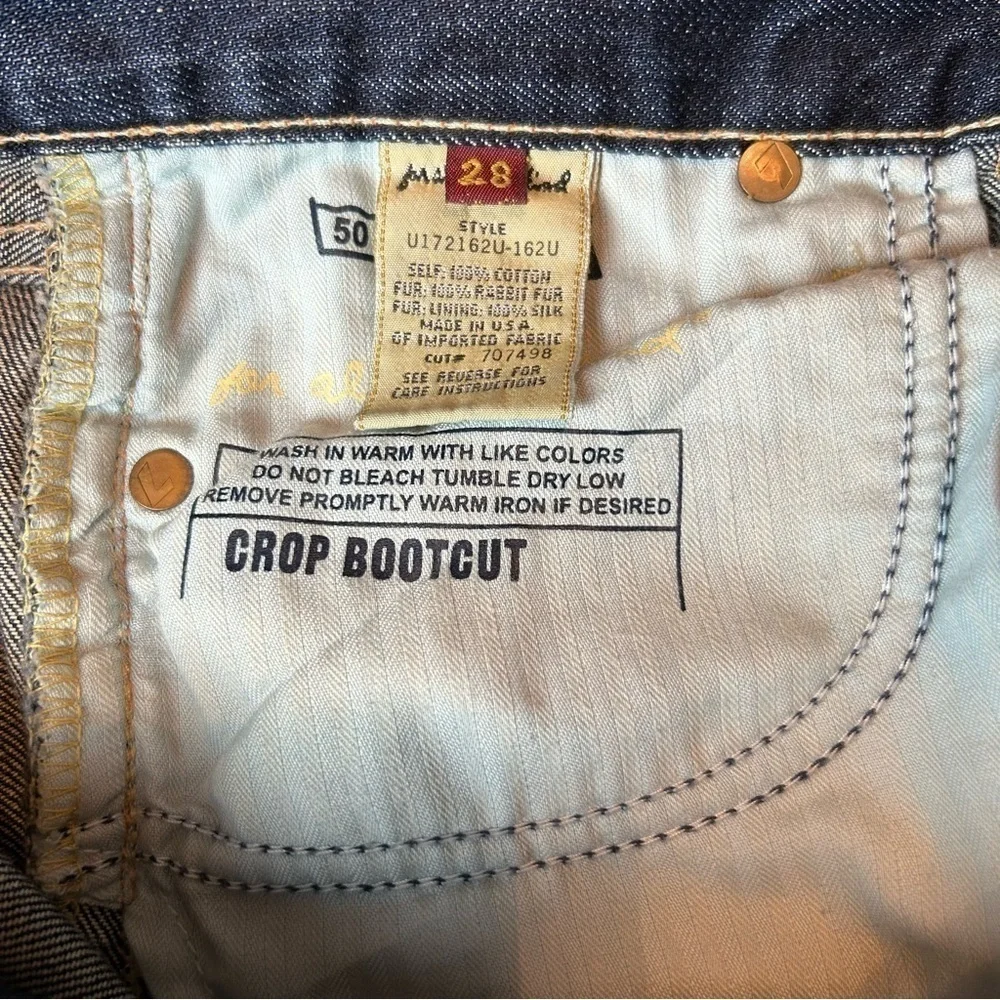 7 For All Mankind Cropped Boot Cut Factory Distressed Jeans  Sz.28